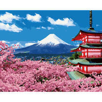 Весеннее цветение сакуры и гора Фуджи