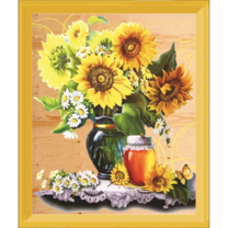 Букет ромашек с подсолнухами и мёд