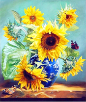 Махаон на букете подсолнухов