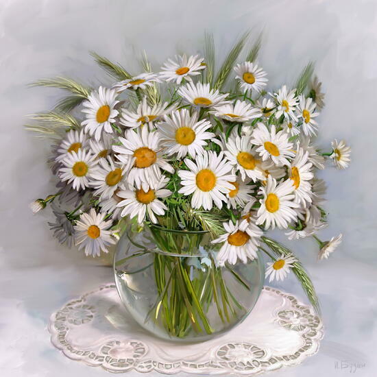 Картина по номерам Букет свежих ромашек