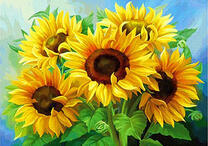 Букет из пяти подсолнухов