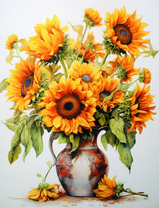 Живописный букет подсолнухов