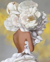 Девушка - белый пион