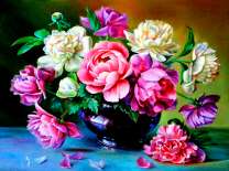 Пионы в черной вазе