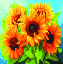 Букет ярких подсолнухов