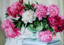 Натюрморт с букетом садовых пионов