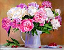 Букет пионов и ягоды