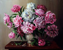 Букет пионов с опадающими лепестками